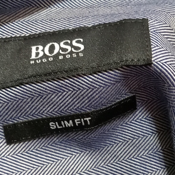 HUGO BOSS MENS 42 / 17 Shirt Top PREOWNED Used Long Sleeve GRAY Work - Picture 6 of 8